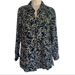 J Jill Corduroy watercolour floral button down top
